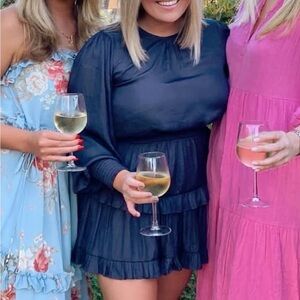 Navy Mini Dress with Long Sleeves